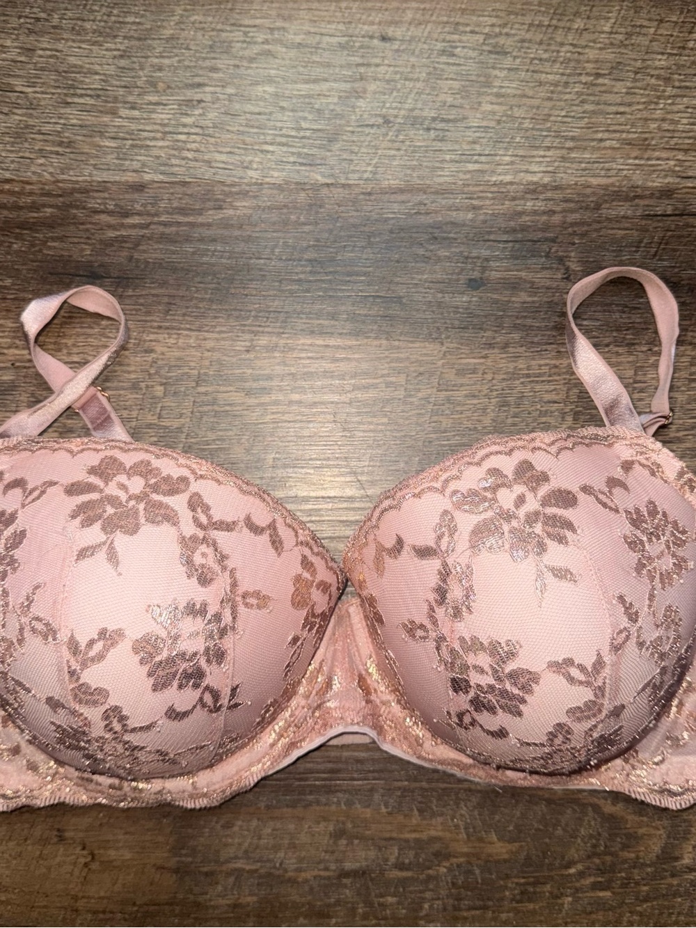 Victoria’s Secret Dream Angels Lined Demi 38DD Rose Gold Trim